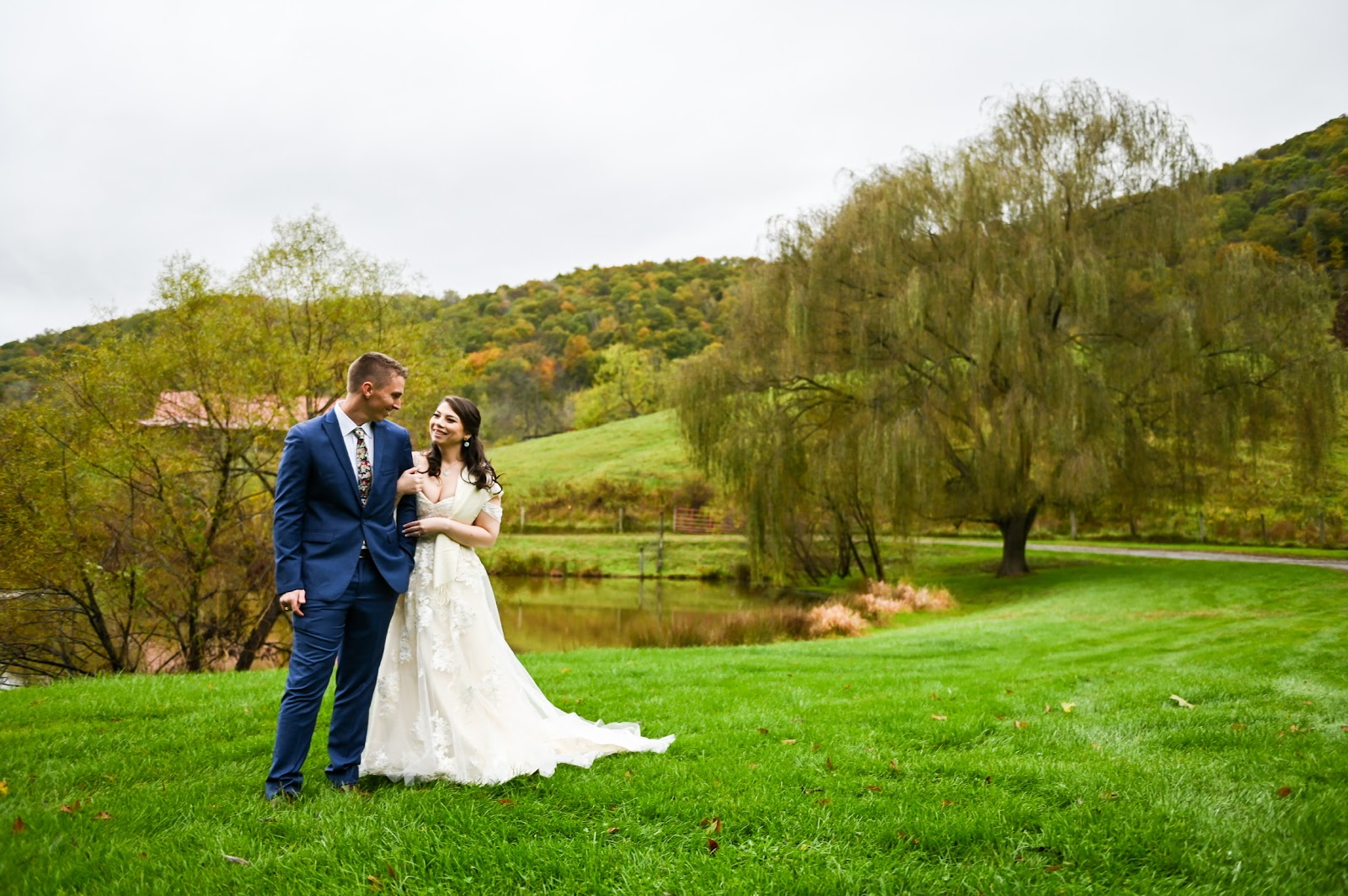 Open pasture at Claxton Farm used for wedding group photographs, Weaverville NC