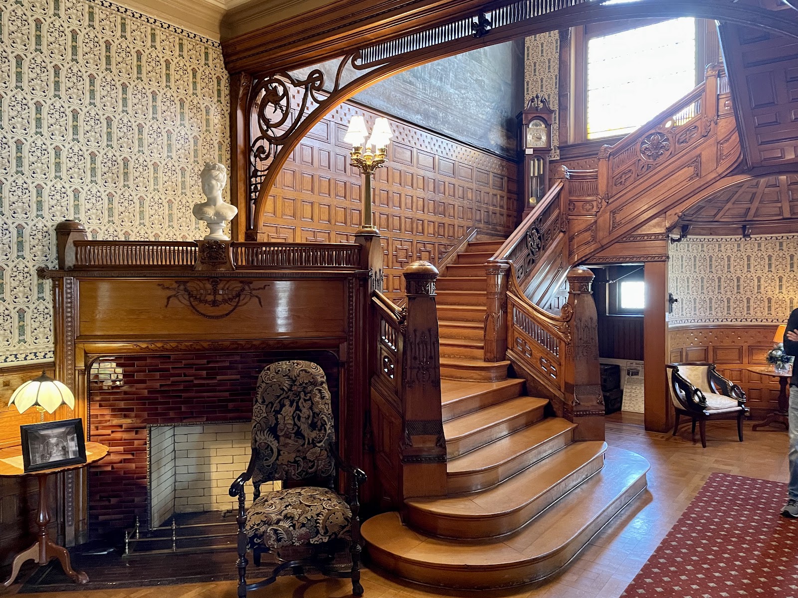 Carved Victorian woodwork detail inside the Conrad-Caldwell House, Old Louisville