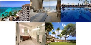 White oceanfront luxury hotel architecture on Waikiki Beach
