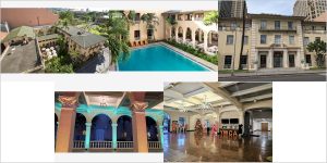 Historic courtyard-plan building with arcades in downtown Honolulu