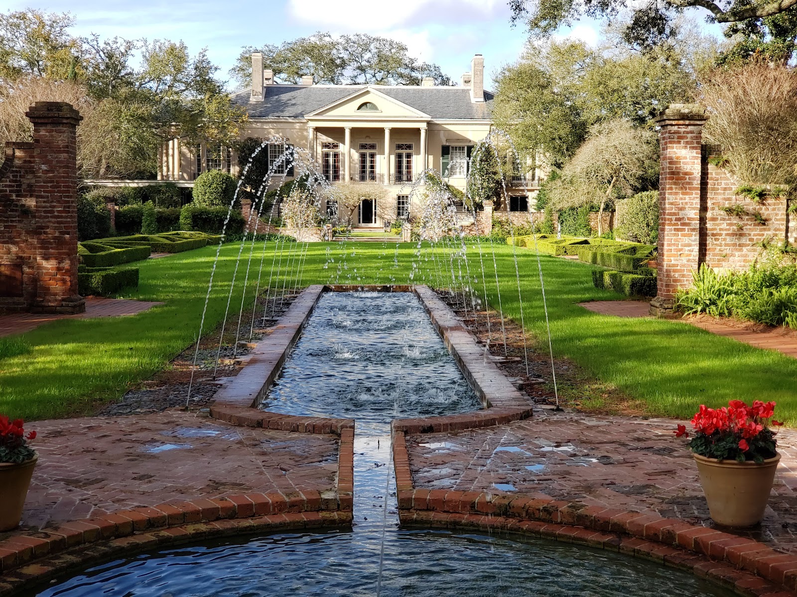 Fountain water frozen into individual droplets at Longue Vue gardens, New Orleans