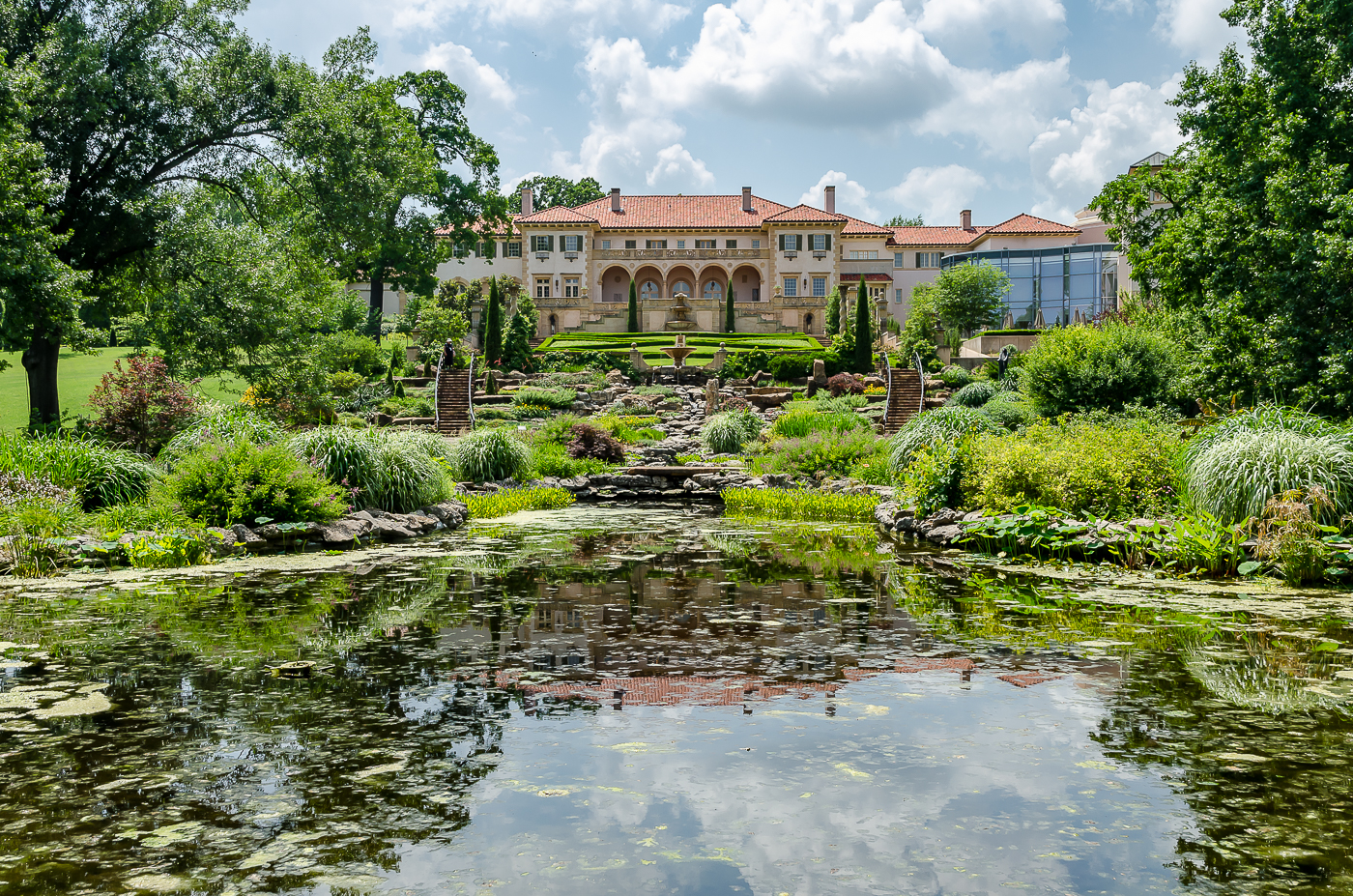 Deep window reveal in a thick villa wall at the Philbrook Museum, Tulsa