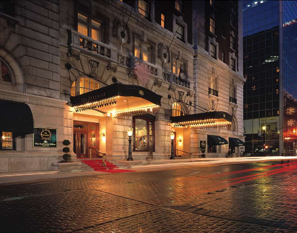 Marble lobby with columns and murals at the Seelbach Hilton, Louisville