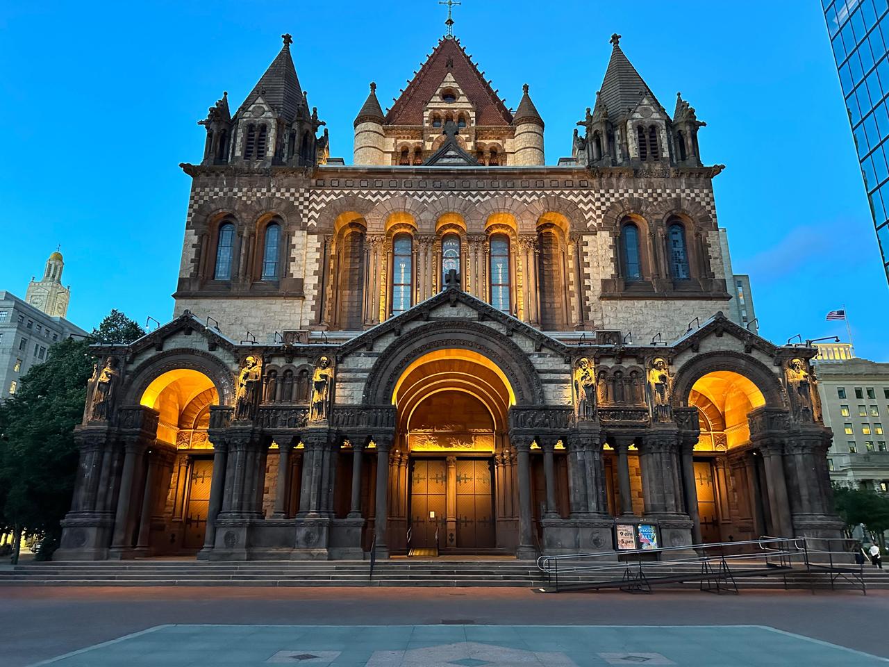 Brownstone street in Boston's Back Bay near Trinity Church, a wedding portrait location