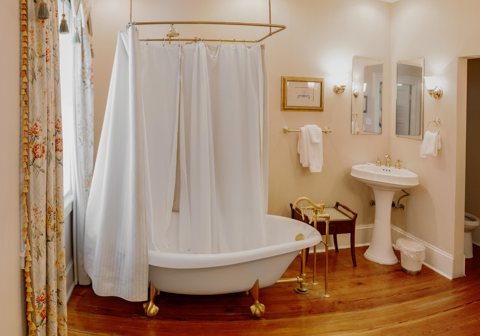 Guest room with a tall window at The Gastonian inn, Savannah, for getting-ready photographs
