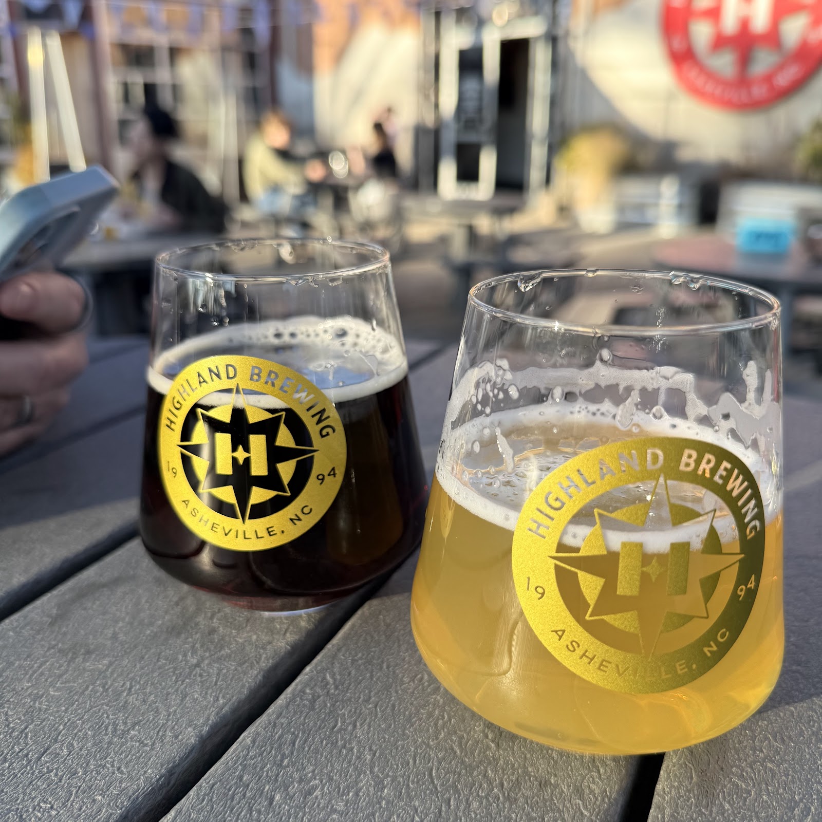 Open meadow with Blue Ridge mountain views at Highland Brewing Company, Asheville