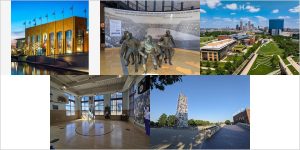 Contemporary museum interior with interactive displays, Indianapolis
