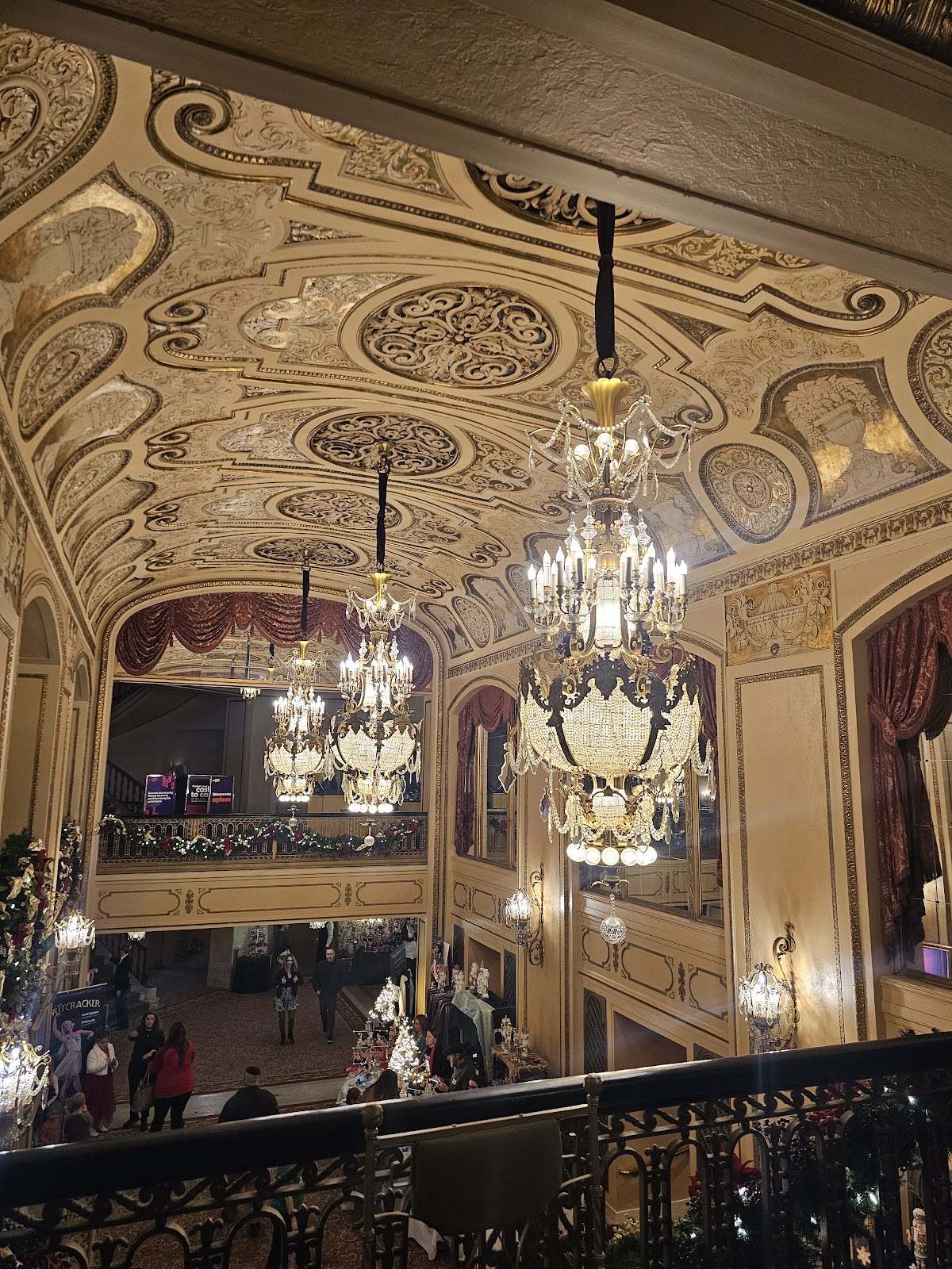 Elevated view from the balcony down the auditorium at the Orpheum Theater, Omaha Nebraska