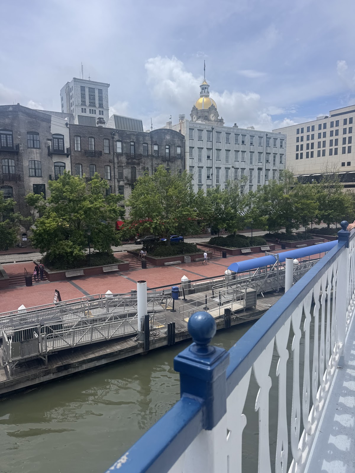 Paddlewheel churning water on a Savannah riverboat