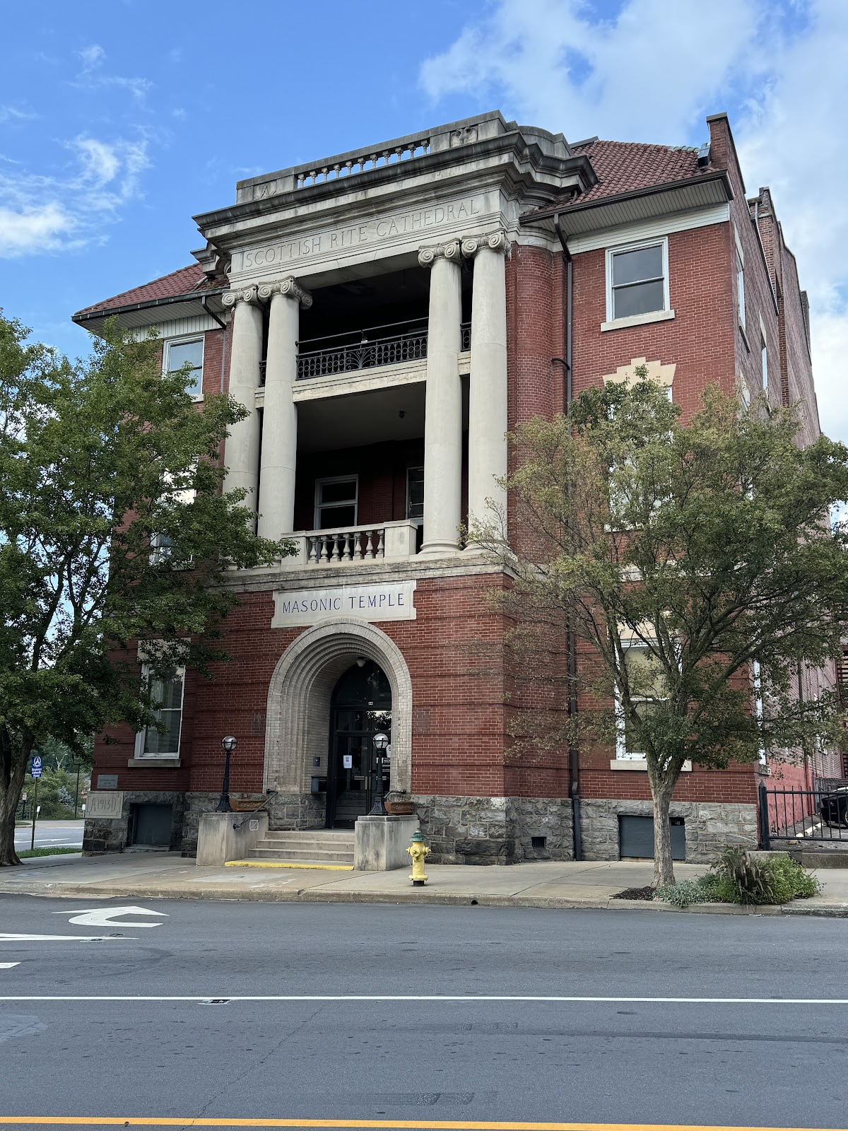 Deeply coloured ceremonial interior with symbolic detail at the Asheville Masonic Temple