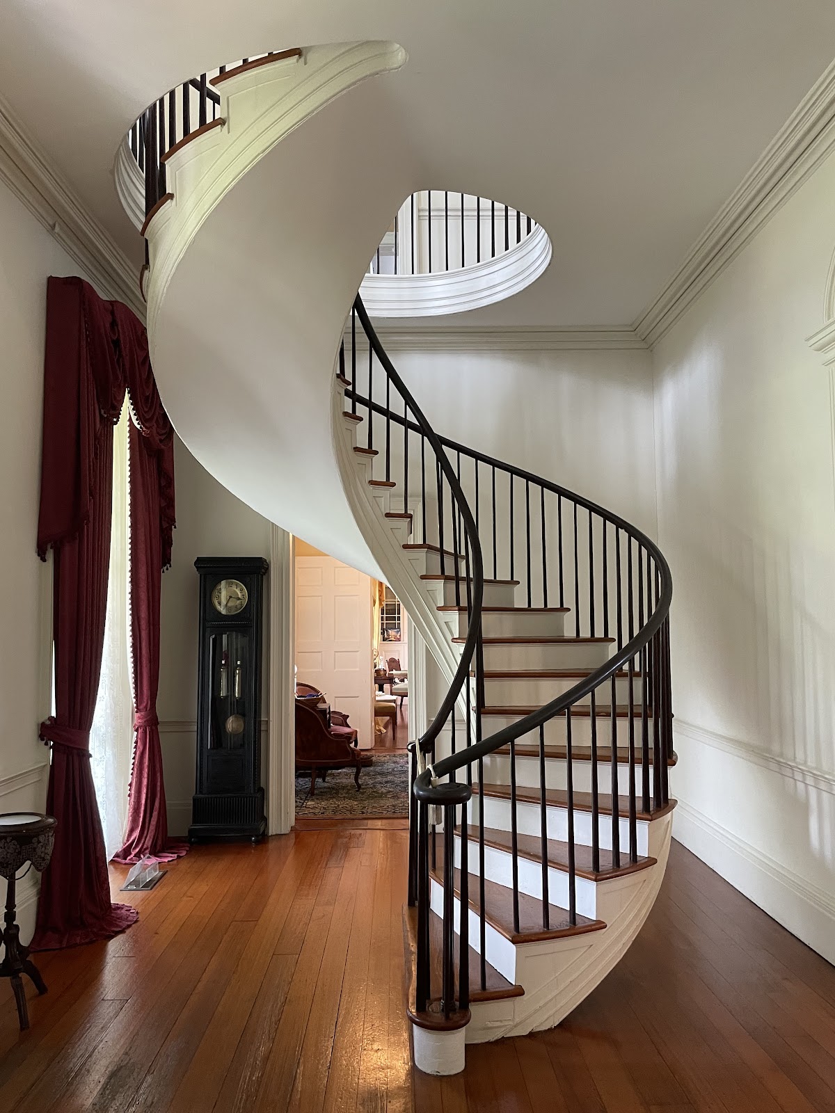 Spiral staircase seen from the side with the curve compressed