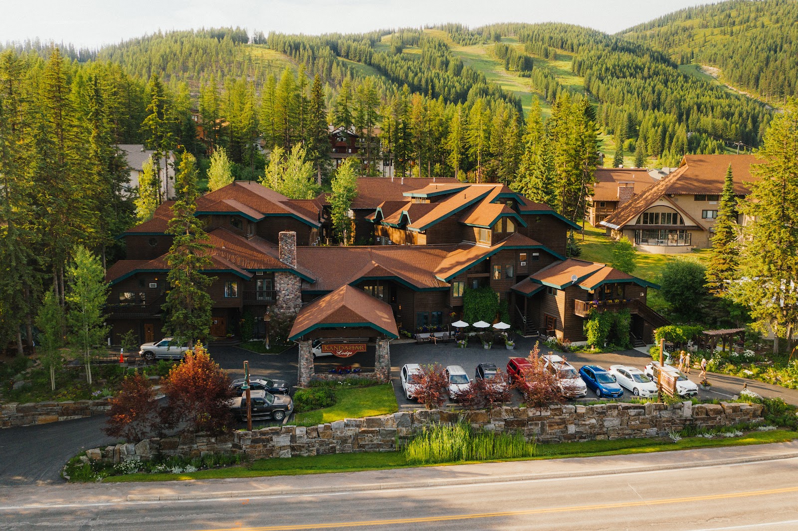 Conifer forest and mountain slopes above Whitefish, Montana in summer