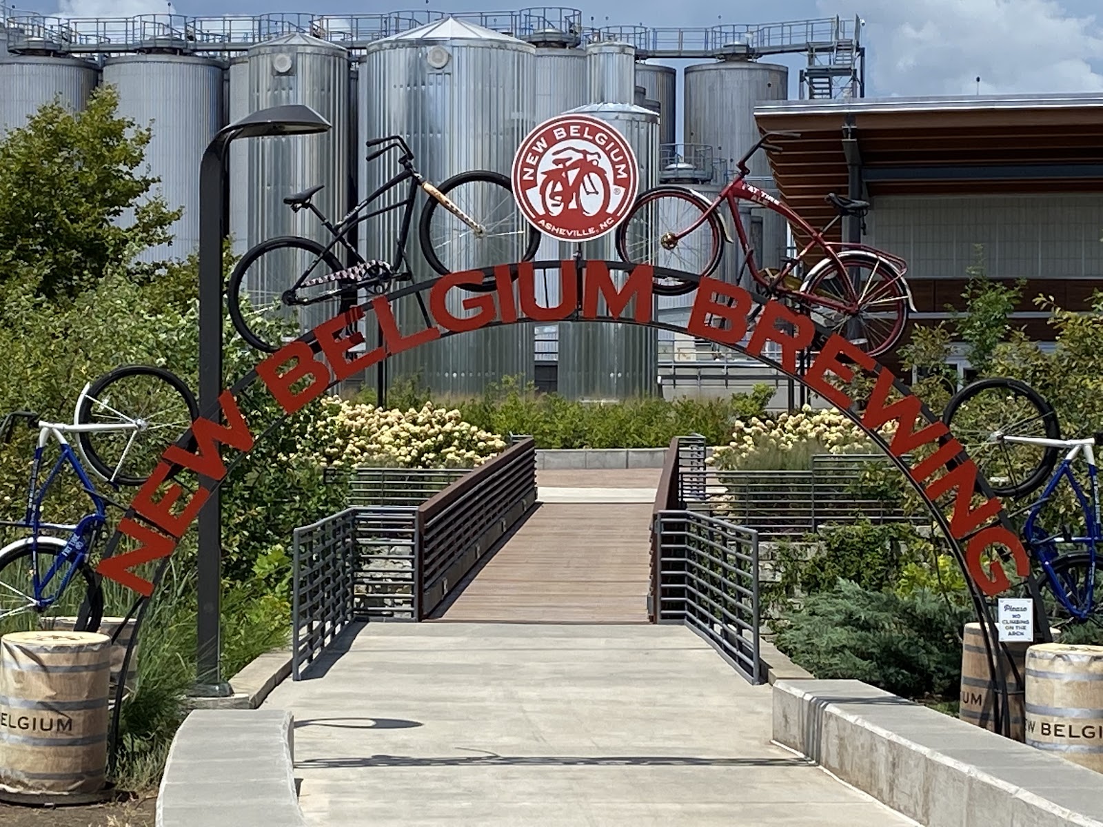 High-ceilinged modern industrial interior at New Belgium Brewing, Asheville