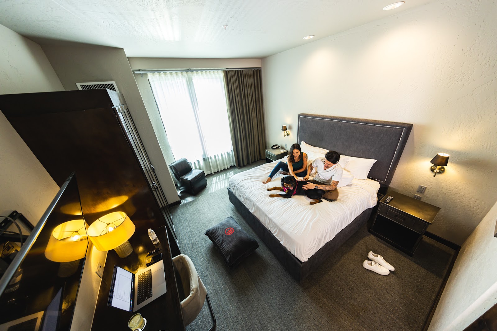 Clean contemporary public interior at a boutique hotel in Whitefish, Montana