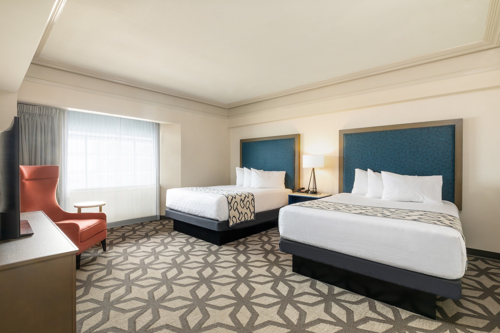 Floor-to-ceiling window in a high river-facing guest room at the Galt House Hotel, Louisville