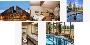 Timber lodge with broad open lawns near Whitefish, Montana