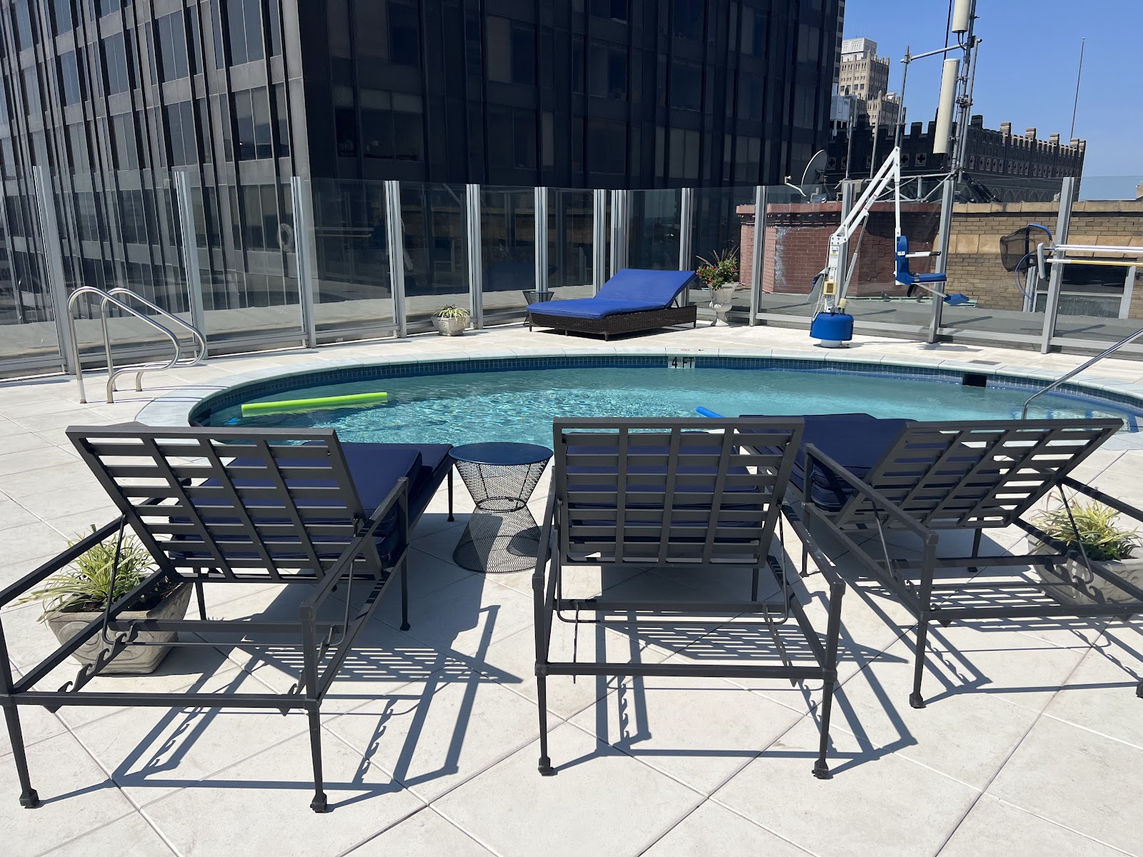 High street-facing guest room with a downtown view at Hotel Saint Louis