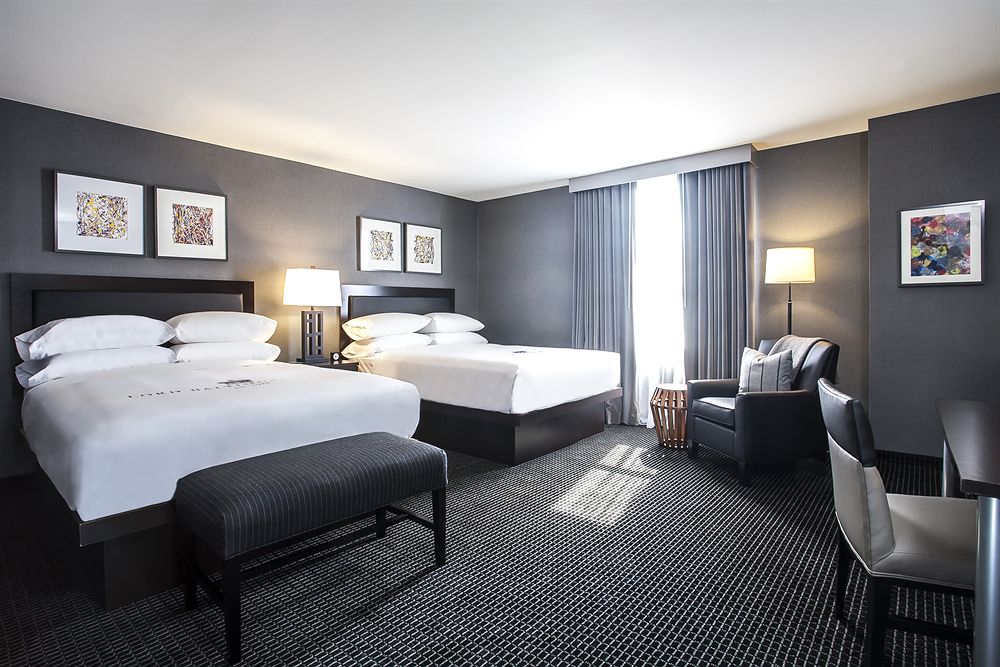 Restored Art Deco ballroom at the Lord Baltimore Hotel shot symmetrically down its centre line
