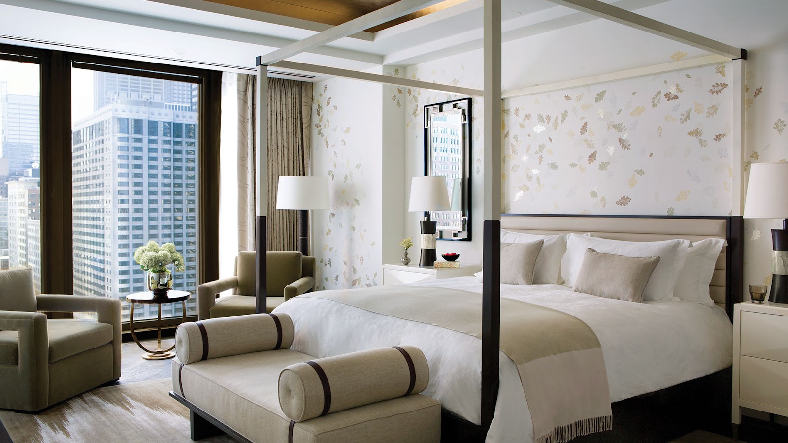 Soft directional light from a floor-to-ceiling window in a modern interior