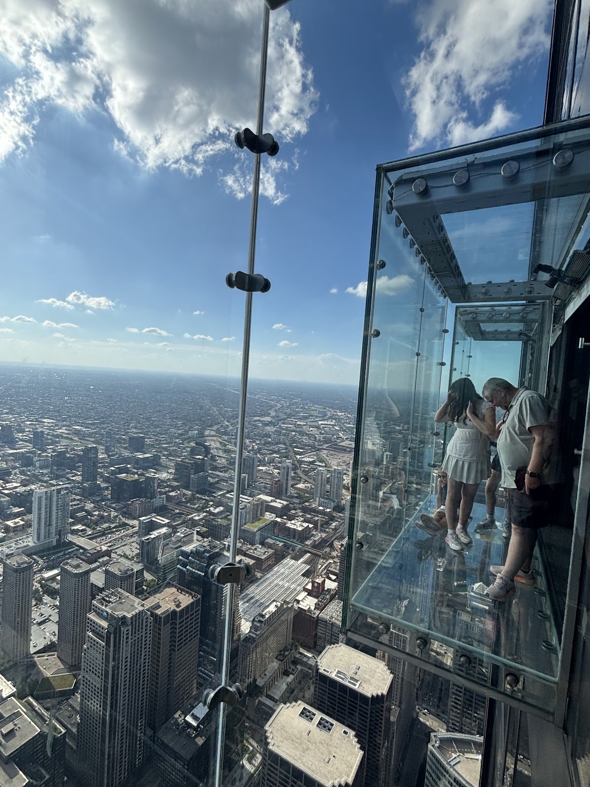 Downtown Chicago seen from directly above at great height